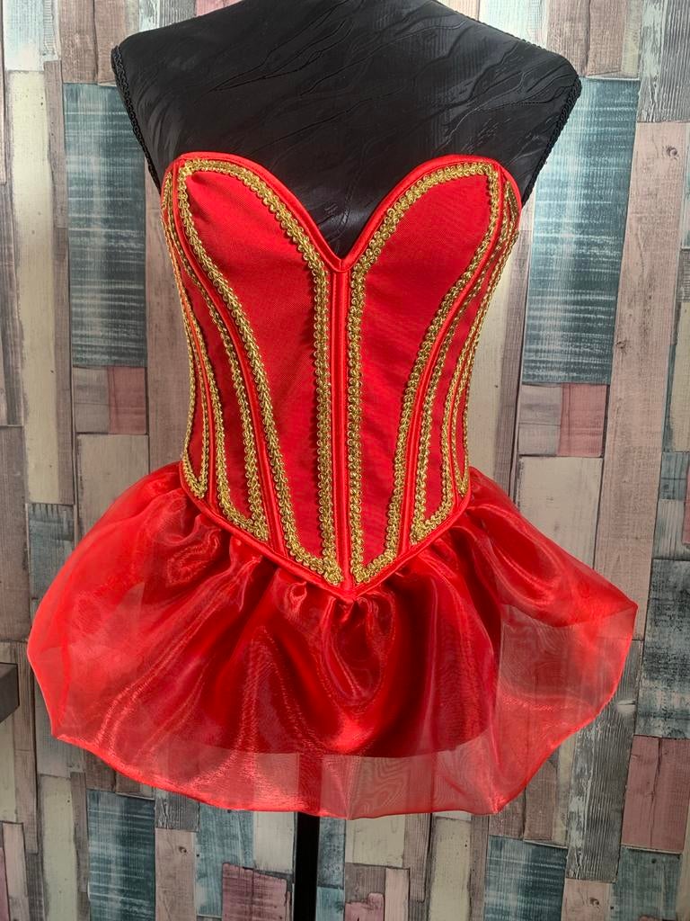 Rode Carnaval Corset Jurk - Maat S, Kleding | Dames, Carnavalskleding en Feestkleding, Maat 38/40 (M), Carnaval, Nieuw, Ophalen of Verzenden