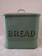 Broodtrommel BREAD vintage groen emaille, Antiek en Kunst, Ophalen of Verzenden