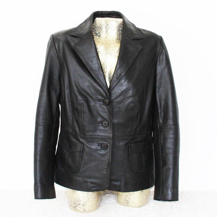 Prachtige Leren Chedo Fashion Jas (Maat 40)* € 55,-, Kleding | Dames, Jassen | Winter, Zo goed als nieuw, Maat 38/40 (M), Zwart