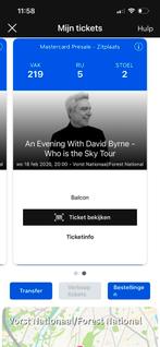 2 keer David Byrne tickets Brussel 18-2, Tickets en Kaartjes, Twee personen, November