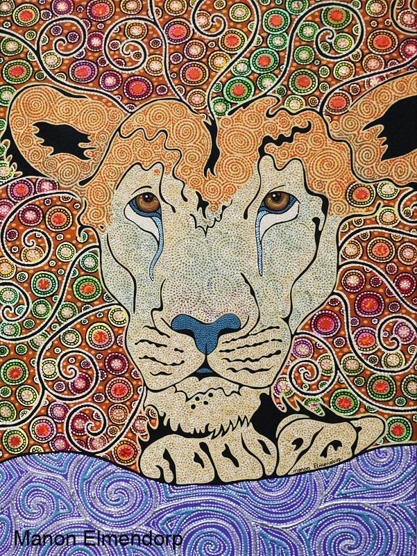 Origineel Handgeschilderd Schilderij Leeuw 57 x 42 cm Nieuw, Antiek en Kunst, Kunst | Schilderijen | Modern, Ophalen of Verzenden