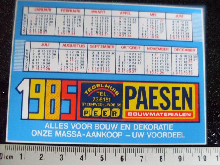 sticker paesen bouwmaterialen logo jaarkalender 1985, Verzamelen, Stickers, Zo goed als nieuw, Bedrijf of Vereniging, Verzenden