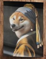 Shiba Inu Kunst Poster Meisje met de parel Vermeer, Rechthoekig Staand, Verzenden, Nieuw, A1 t/m A3