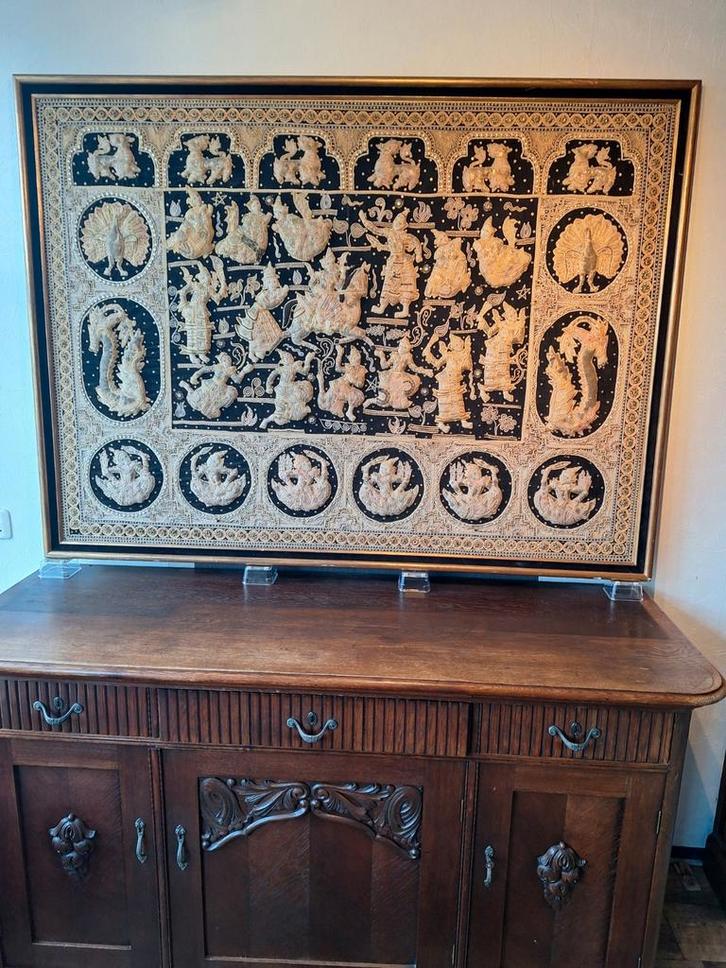 Antiek Wandkleed met gedetailleerde afbeeldingen, Antiek en Kunst, Kunst | Niet-Westerse kunst, Ophalen