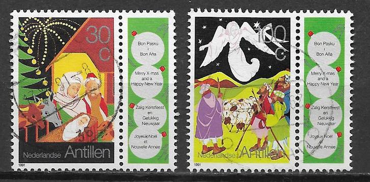 Nederlandse Antillen 1991 Kerstmis Oud en Nieuw, Postzegels en Munten, Postzegels | Nederlandse Antillen en Aruba, Gestempeld