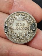 One shilling 1860 England, Postzegels en Munten, Verzenden, Overige landen, Zilver