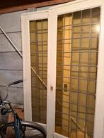 Oude schuifdeuren met glas in lood, Doe-het-zelf en Verbouw, Deuren en Horren, Gebruikt, 80 tot 100 cm, Binnendeur, Ophalen of Verzenden