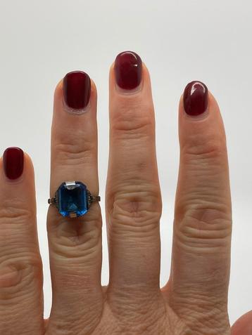 Z667 Prachtige zilveren art deco ring maat 16 beschikbaar voor biedingen