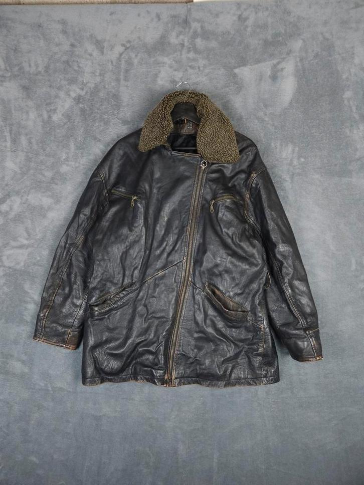 Leren Bomber Jas Piloten Jack 40 Vintage Bomber, Kleding | Heren, Jassen | Winter, Zo goed als nieuw, Maat 52/54 (L), Zwart, Ophalen of Verzenden