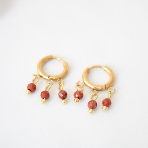 Oorbellen met rode jaspis, Sieraden, Tassen en Uiterlijk, Oorbellen, Nieuw, Hangers, Overige materialen, Rood, Met edelsteen, Ophalen of Verzenden