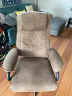 Relaxfauteuil Vincent Taupe, draaibaar en verstelbaar, Huis en Inrichting, Ophalen, Gebruikt, 75 tot 100 cm, Stof
