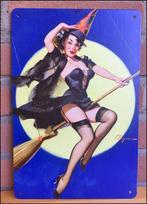 PIN UP Fifties Retro Heks Metalen Wandbord Gil Elvgren, Verzamelen, Retro, Verzenden, Huis en Inrichting