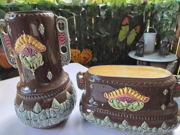 Vintage Majolica Vazen Set beschikbaar voor biedingen