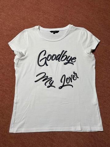 Nikki shirt wit met donkerblauwe tekst maat 40  beschikbaar voor biedingen