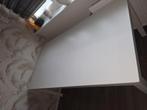 Uitschuifbare witte eettafel, Huis en Inrichting, Tafels | Eettafels, Ophalen, Gebruikt, 100 tot 150 cm, 50 tot 100 cm