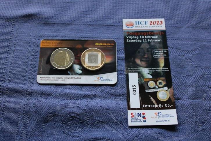 Holland coin fair coincard 2023 Johannes Vermeer nr 3221, Postzegels en Munten, Munten | Nederland, Losse munt, Euro's, Ophalen of Verzenden