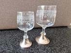 Borrelglaasjes kristal met zilveren voet, Ophalen of Verzenden