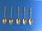 set van 5 goudkleurige thee lepeltjes., Ophalen of Verzenden, Gebruikt, Overige materialen, Los bestek