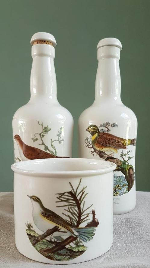 Portmeirion, Birds of Britain, 2 flessen en cache-pot, Antiek en Kunst, Antiek | Servies los, Ophalen of Verzenden