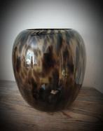Glazen vaas luipaard  - Cheetah print - bruin 23x26 cm, Overige kleuren, Nieuw, Ophalen of Verzenden, Glas