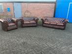 Chesterfield banken, Huis en Inrichting, Ophalen of Verzenden, Gebruikt, Leer, Chesterfield