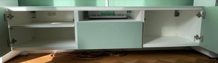IKEA Besta TV Meubel - Lichtgroen/Wit, incl. toppaneel!, Huis en Inrichting, Kasten | Televisiemeubels, Zo goed als nieuw, Minder dan 100 cm