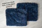 Kussenhoezen 45x45 fluffy blauw beige, Ophalen, Zo goed als nieuw, Blauw, Vierkant