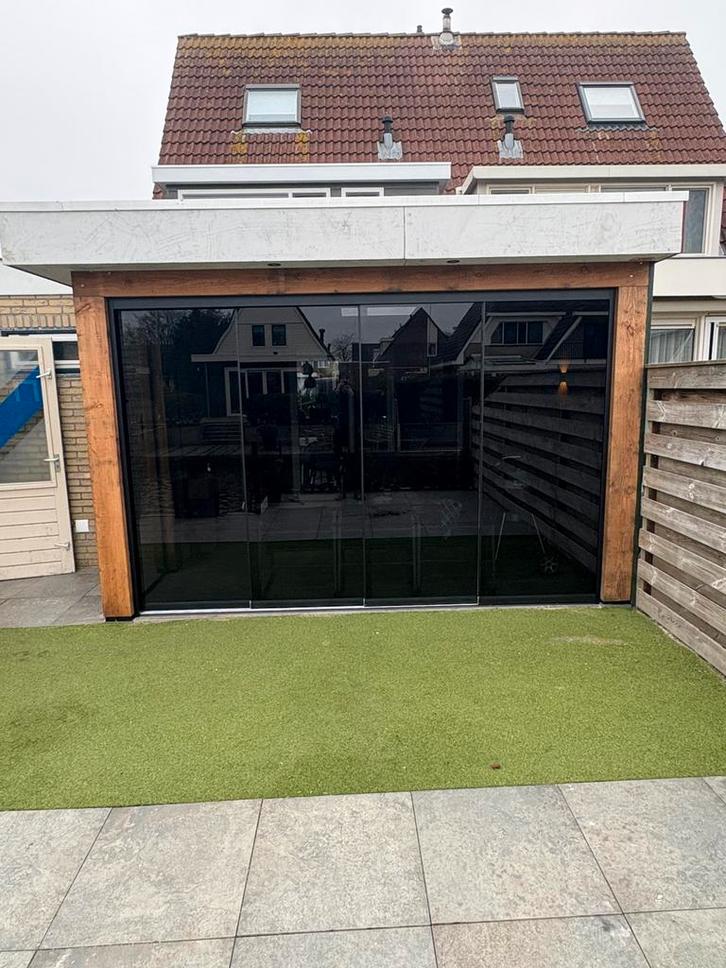 Glazen schuifwanden helder en getint inc montage, Tuin en Terras, Overkappingen, Nieuw, Veranda, Ophalen