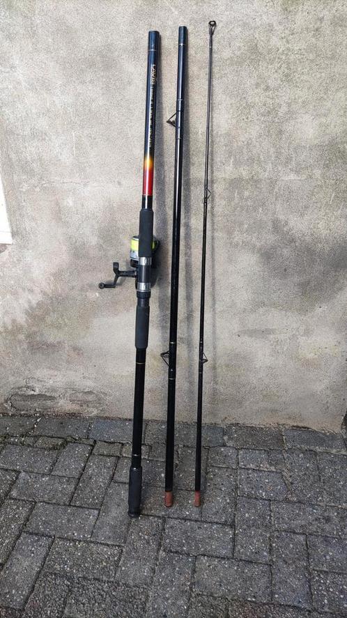 3-delige Lavis strandhengel met molen., Watersport en Boten, Hengelsport | Algemeen, Zo goed als nieuw, Werphengel, Ophalen