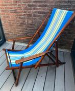 Vintage retro jaren ‘70 strandstroel ligstoel opvouwbaar, Ophalen, Gebruikt, Hout, Inklapbaar