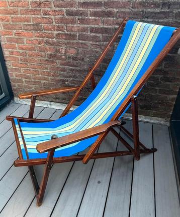 Vintage retro jaren ‘70 strandstroel ligstoel opvouwbaar beschikbaar voor biedingen