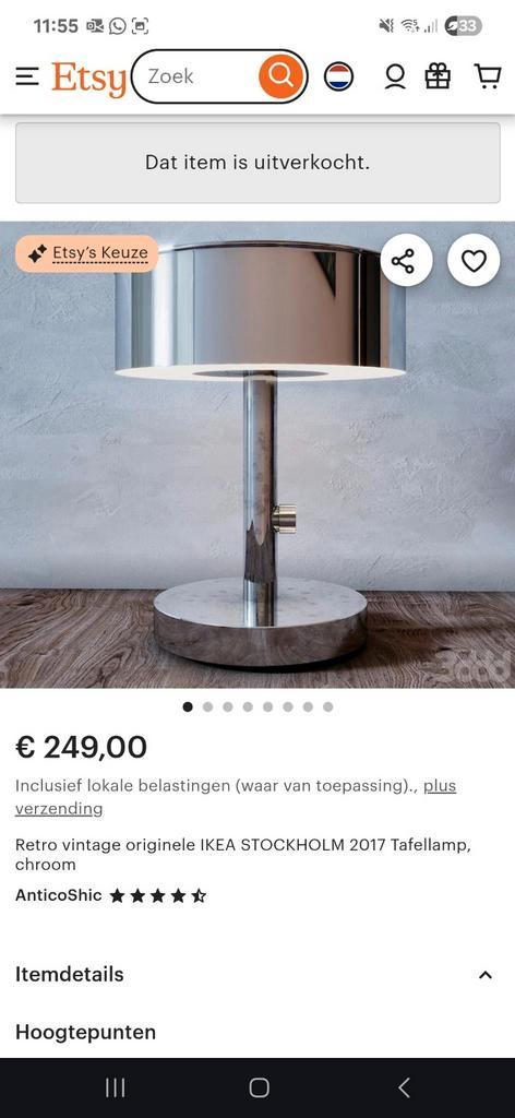 2 IKEA retro vintage Stockholm-lampen, LED, traploos dimbaar, Huis en Inrichting, Lampen | Losse lampen, Zo goed als nieuw, Led-lamp