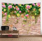 Bloemen Muur Wandkleed / 3D Wand Kleed Steen Muurkleed Bloem, Verzenden, Nieuw, Rechthoekig, 200 cm of meer