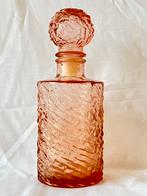 Vintage Italiaanse badschuimfles van gedraaid rosalineglas, Antiek en Kunst, Ophalen of Verzenden