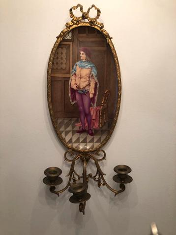 Antieke Geëmailleerde Wandkandelaar, ca. 1800 beschikbaar voor biedingen