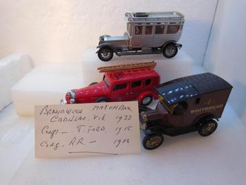 3 x KLASSIEKE  - T-Ford/Cadillac/RR - Matchbox/Corgi 1:64 beschikbaar voor biedingen