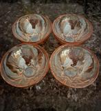4 vintage Franse schaaltjes roze glas jaren 50, Verzenden
