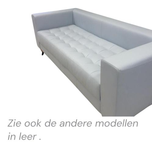 4-zits nieuwe lichtblauwe lerenBank!  AnnChristianArt, Huis en Inrichting, Banken | Bankstellen, Nieuw, Driepersoons, 200 tot 250 cm