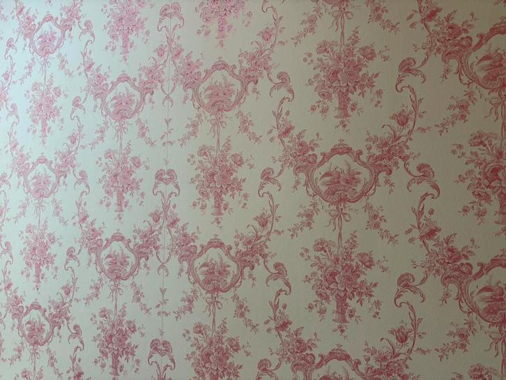 1 Rol wit behang met roze print, Huis en Inrichting, Stoffering | Behang, Wit, Roze, minder dan 10 m², Ophalen of Verzenden