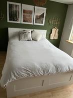 BRIMNES Bedframe 160x200 met Matras, Gebruikt, Wit, Tweepersoons, Ophalen of Verzenden