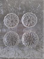 4 Glazen Onderzetters - 8.5 cm, Overige materialen, Gebruikt, Wit, Ophalen of Verzenden