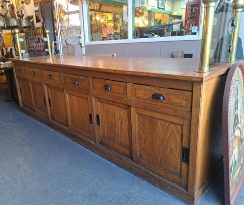 Grote antieke toonbank XXL 304 cm lang 87 cm diep 90 cm hoog, Antiek en Kunst, Curiosa en Brocante, Ophalen