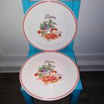 Pizzaborden met leuke print Ceramica Olympia 2 stuks, Huis en Inrichting, Ophalen, Gebruikt, Bord(en), Overige stijlen