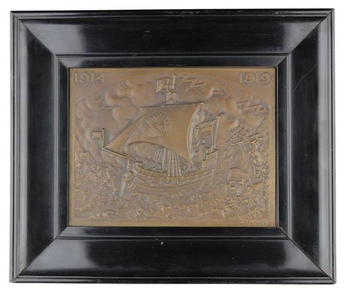 J.C. Wienecke - Plaquettes, 1919 : Regeringsbeleid WOI, Antiek en Kunst, Kunst | Beelden en Houtsnijwerken, Ophalen of Verzenden