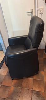 2x zwart lederen eetkamerstoel, verstelbare rugleuning, Huis en Inrichting, Stoelen, Ophalen, Twee, Zwart, Leer