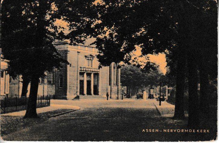 ASSEN - HERVORMDE KERK, Verzamelen, Ansichtkaarten | Nederland, Gelopen, Drenthe, 1940 tot 1960, Ophalen of Verzenden