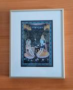 Vintage volkskunst India Mughal schilderij op zijde., Antiek en Kunst, Ophalen of Verzenden