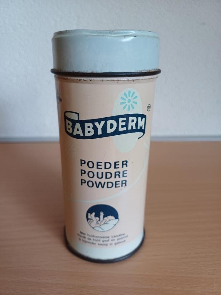 Vintage Babyderm babypoeder bus Mijnhardt., Verzamelen, Blikken, Gebruikt, Overige, Overige merken, Ophalen of Verzenden