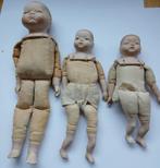 Antieke Bisque Porselein Poppen Met Stoffen Lijfje Shackman, Verzamelen, Poppen, Ophalen of Verzenden, Gebruikt, Pop