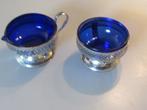 Kobaltblauwe glas set vintage in zilverkleurig frame, Ophalen of Verzenden